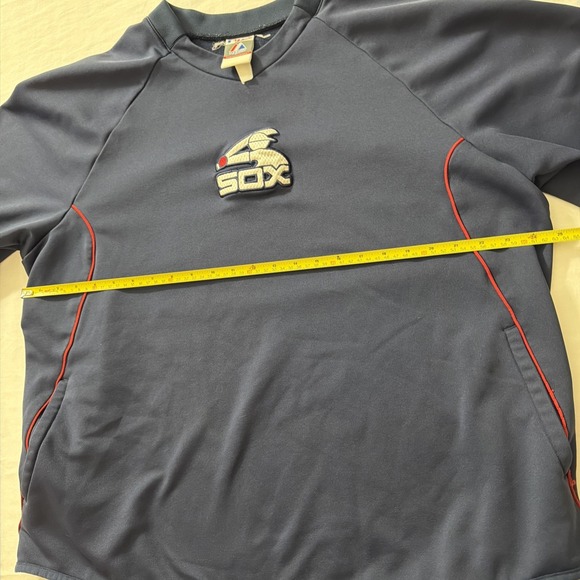 Majestic White Sox Therma Base Pullover Sweatshirt Men's XL Blue Red Spring Trai - Picture 4 of 16